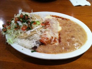 Fish taco and enchillada combo