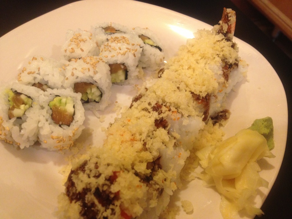 Crunch roll and tuna roll at Sushi Teri in Costa Mesa
