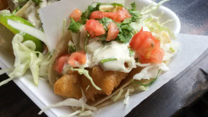 This right here is one of the best fish tacos in Orange County at Hole Mole in Tustin