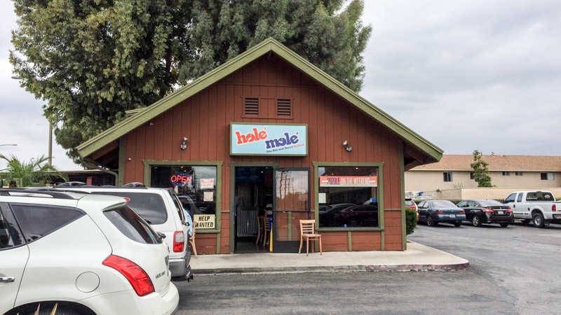 This cabin like building in Tustin is the home of Hole Mole, serving up one of the best fish tacos in Orange County