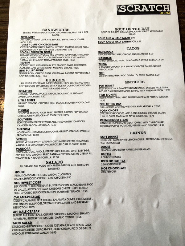 The Scratch Room menu (2/2)