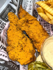 Close up of the spicy powder embedded into the breading